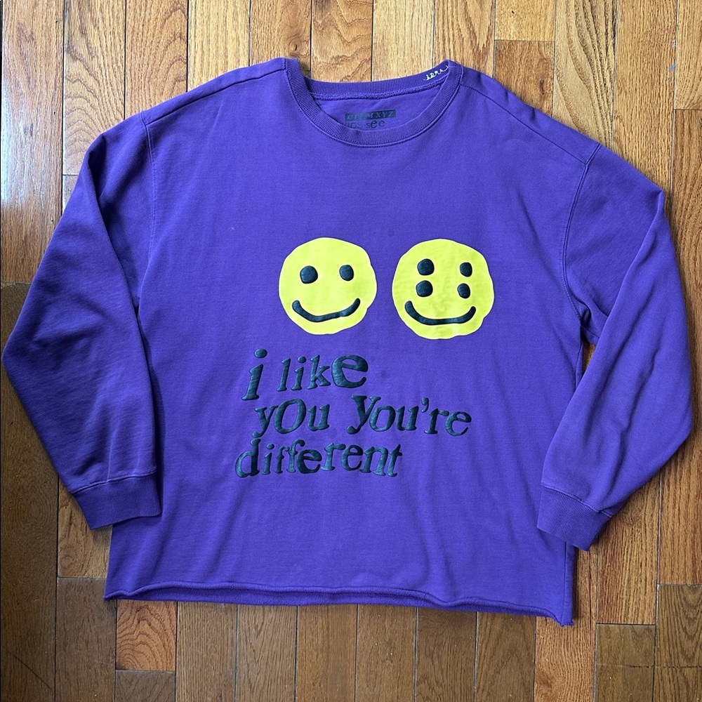 Cactus plant flea market Authentic Purple Sweatshirt with Smiley Faces